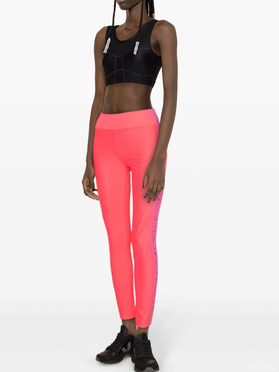 Cheap Couture cropped Women leggings logo-tape Versace Jeans 0325